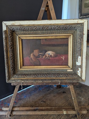 Antique oil canvas painting - canvas,