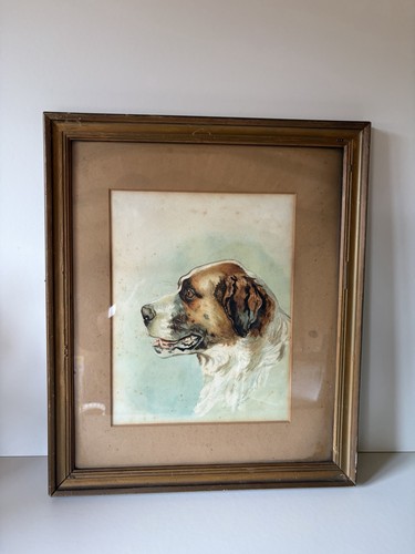 Antique signed dog portrait - signed,