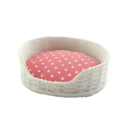 Dolls house pink white dog - white,