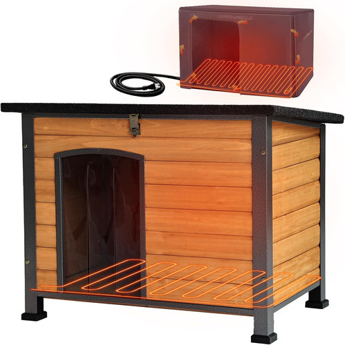 Outdoor heated dog house with - heated,